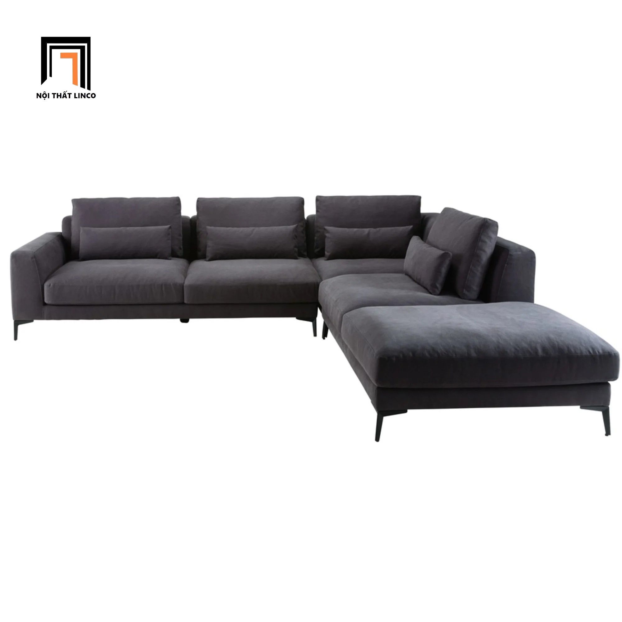 Bộ ghế sofa góc L 2m2 x 2m GT52 Porlan vải nhung nỉ