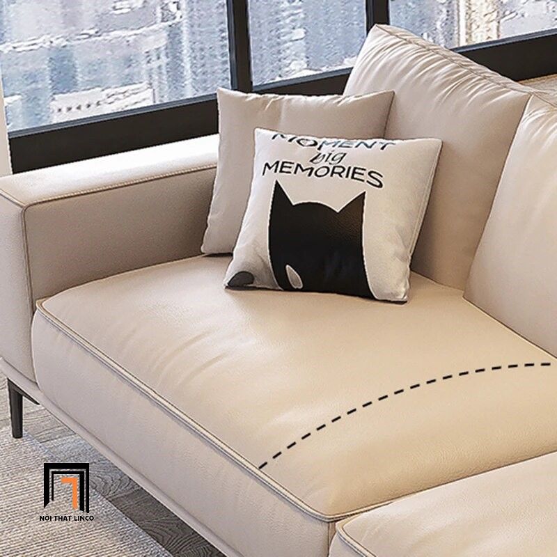 Ghế sofa băng cao cấp dài 2m5 BT75 Camasu da giả trắng kem