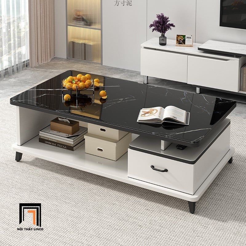Bàn sofa hình hộp chữ nhật 1m BSF76 Fossy hộc kéo để đồ nhỏ