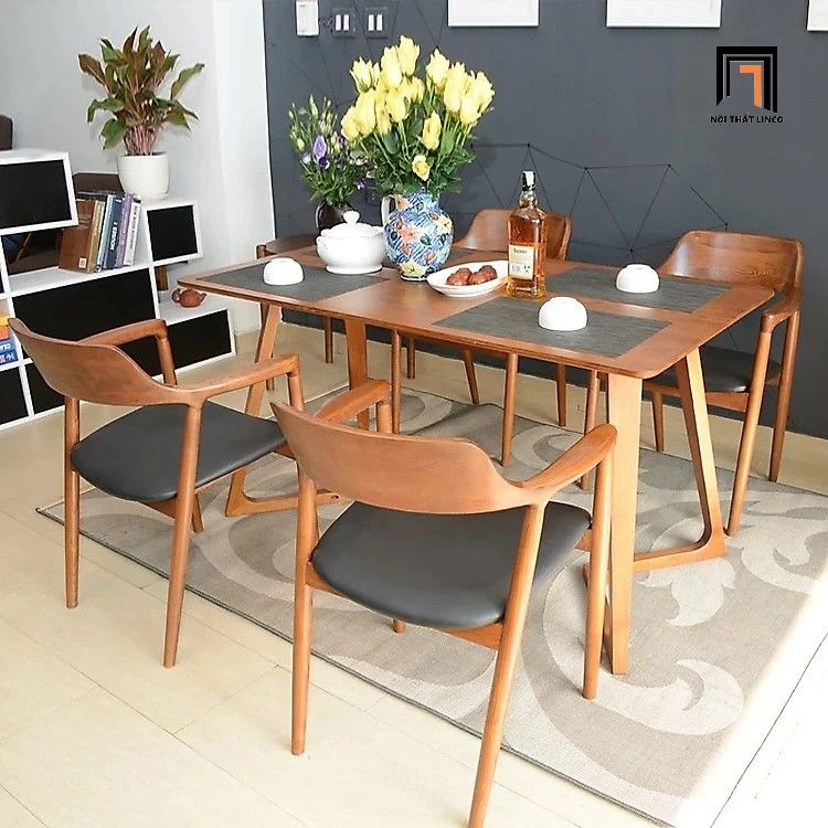 Combo bàn ghế ăn gỗ 14-KH4-G32-B92 cho gia đình nhỏ