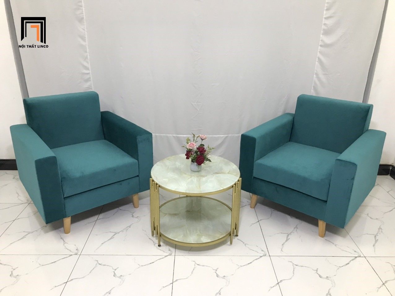 Ghế sofa đơn xanh lá vải nhung NS05 giá rẻ cho gia đình