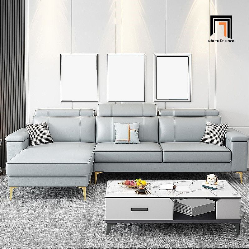 Ghế sofa góc L da công nghiệp GT171 Sheridon 2m3 x 1m55 xám ghi