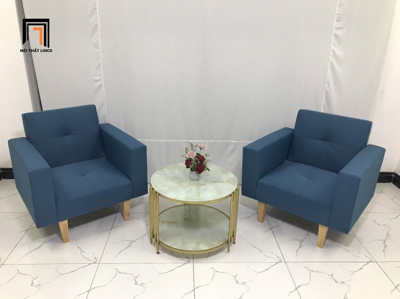 Ghế sofa đơn hiện đại xanh dương NS02 cho công sở giá rẻ