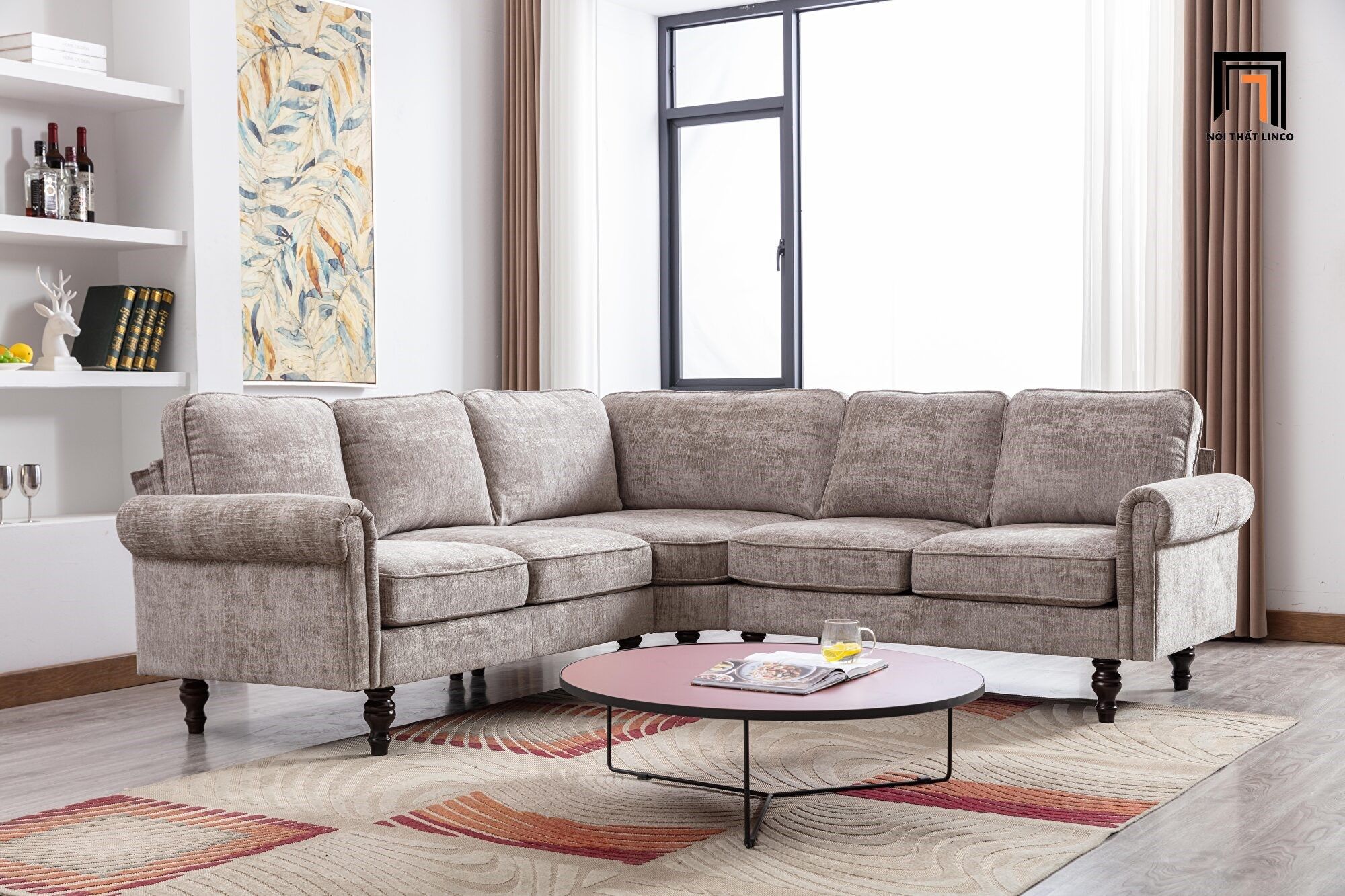 Bộ ghế sofa góc sang trọng 2m2 x 2m2 GT68 Winston vải nỉ
