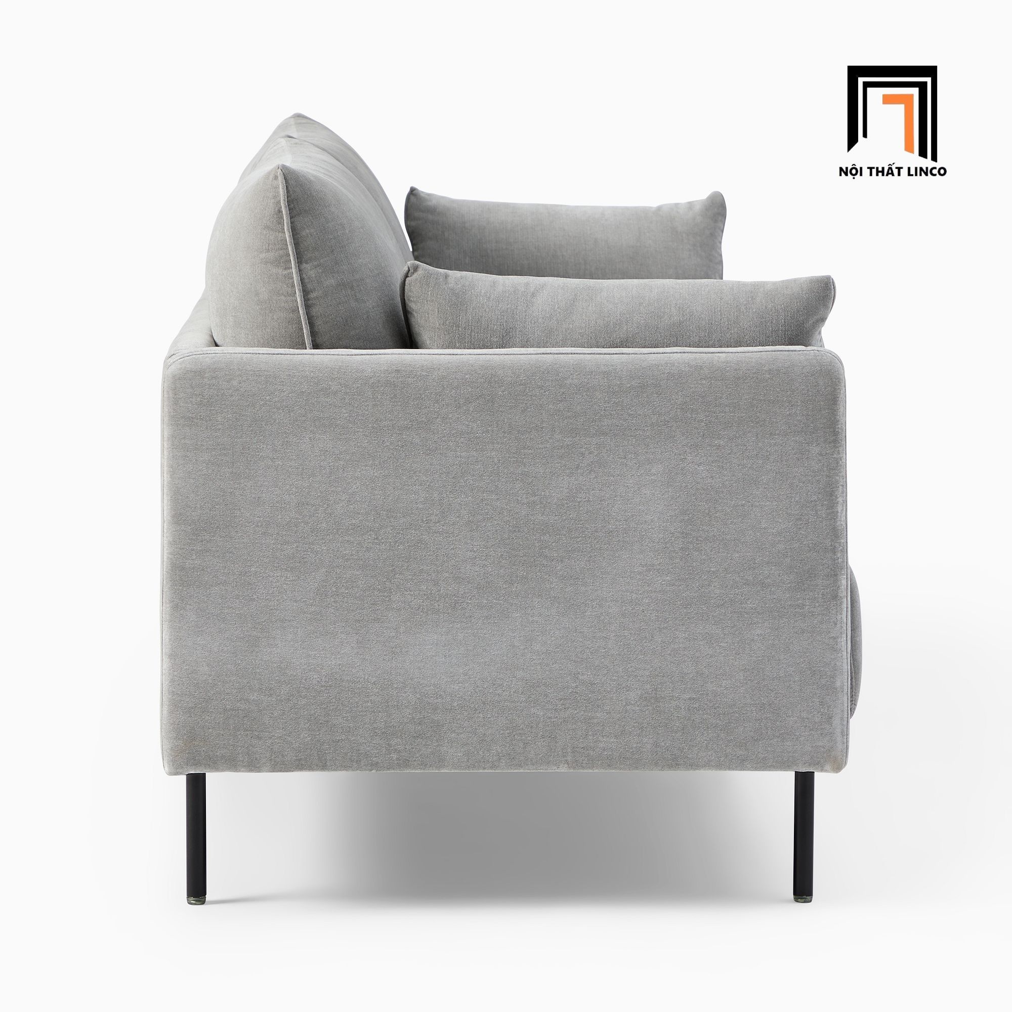 Ghế sofa văng vải nhung hiện đại BT112 Elia 1m9 màu xám tro