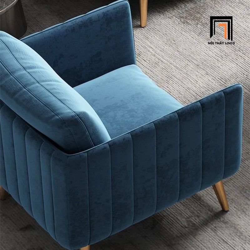 Ghế sofa đơn sang trọng DT79 Genlis bọc vải nhung xám đen