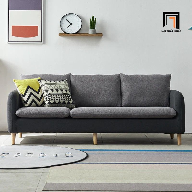 Combo ghế sofa văn phòng KT59 Lynan vải bố màu xám ghi