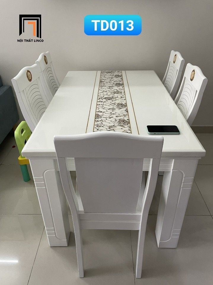 Bộ bàn ăn 6 ghế sang trọng GF15-BAD6-G307-B354 mặt đá 1m6