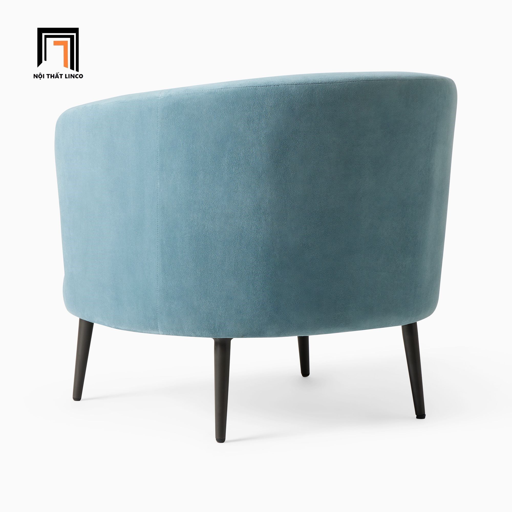 Ghế sofa đơn tròn giá rẻ DT18 Viv màu xanh dương vải nhung