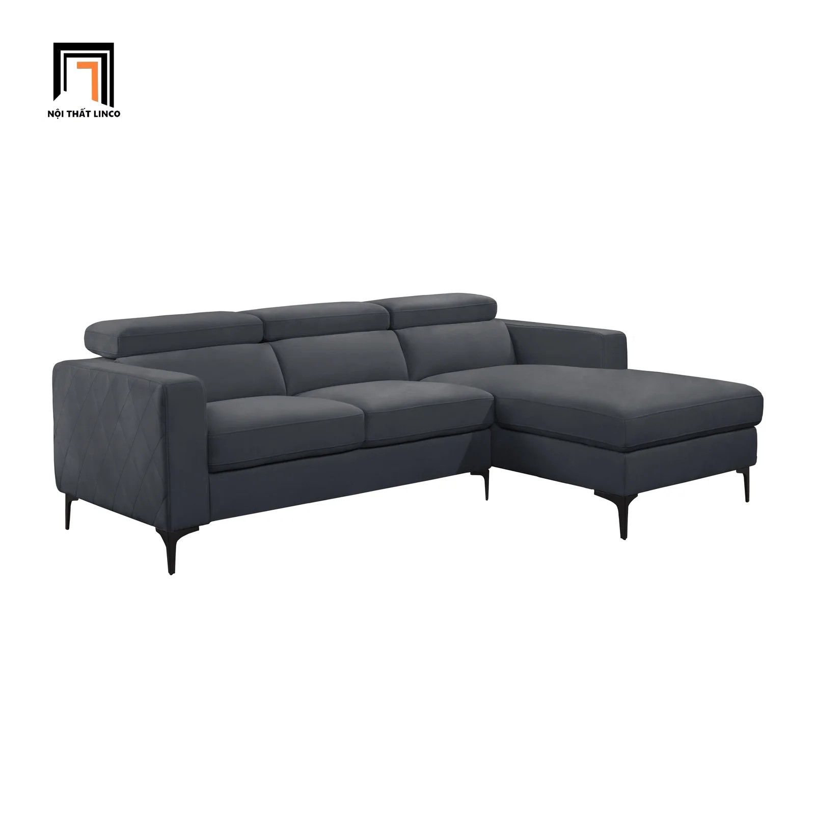 Bộ ghế sofa góc L gật gù GT91 Tashaye 2m4 x 1m7 vải nỉ nhung