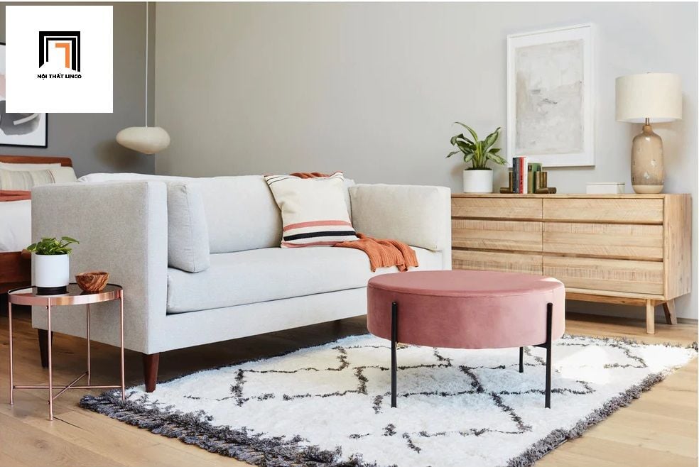Ghế sofa văng dài màu trắng kem BT11 dài 1m9 cho phòng ngủ