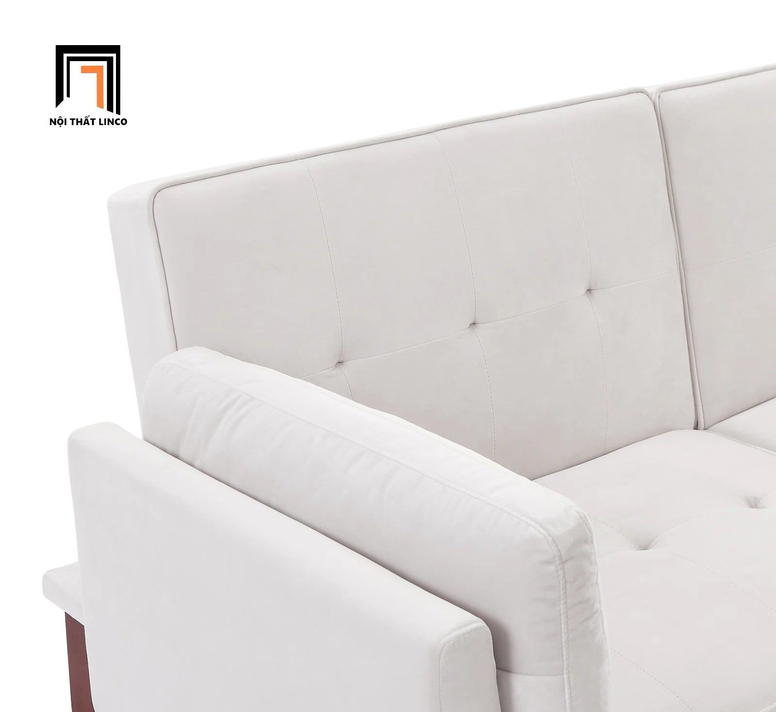 Ghế sofa bed giường nằm GB53 Armisen 2m xám trắng vải nỉ nhung