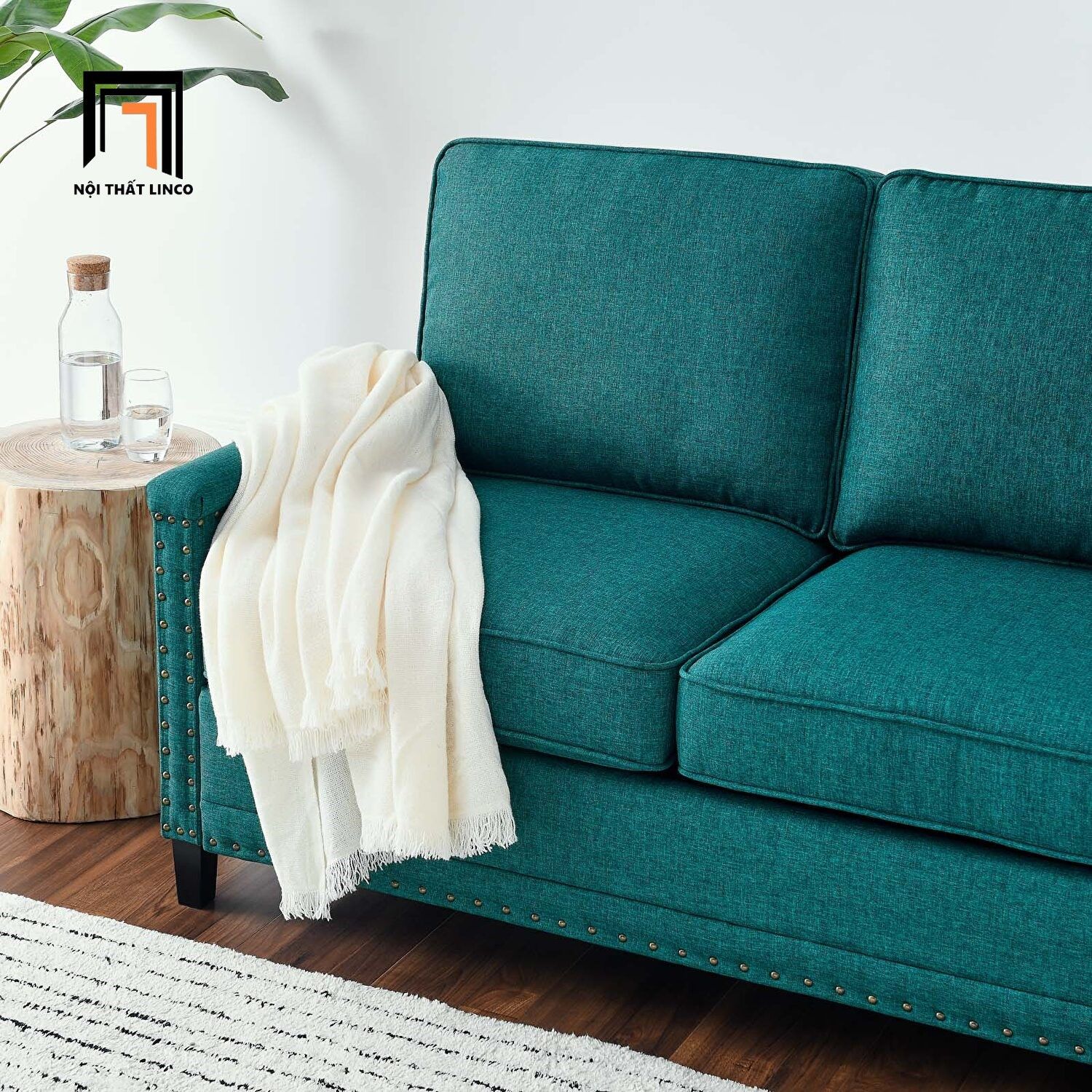 Ghế sofa văng nỉ 3 nệm ngồi BT107 Ashton 2m màu xanh lá
