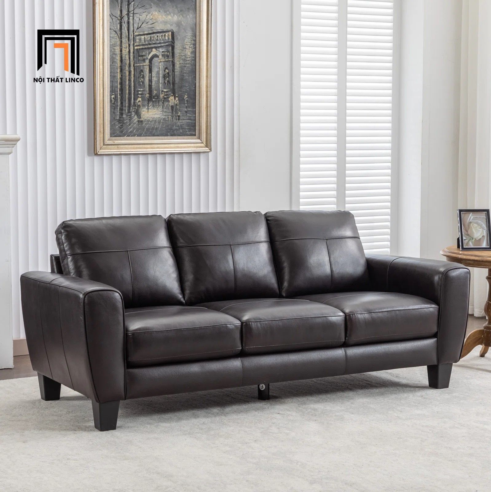 Bộ 2 ghế sofa gia đình KT143 Namara bọc da công nghiệp nâu