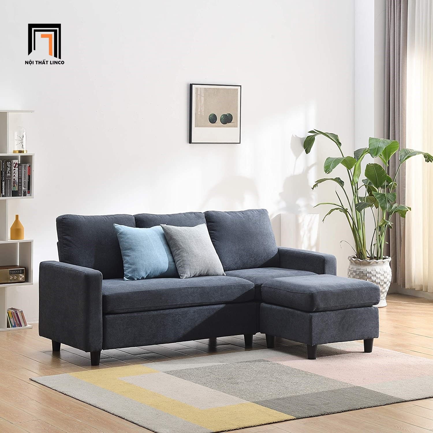 Set ghế sofa băng phòng khách vải nỉ BT314 Cambell 2m2 kèm đôn