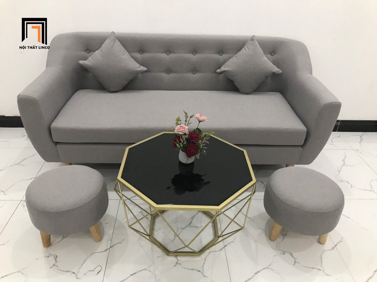 Bộ ghế sofa băng giá rẻ dài 1m9 BGN xám ghi trắng
