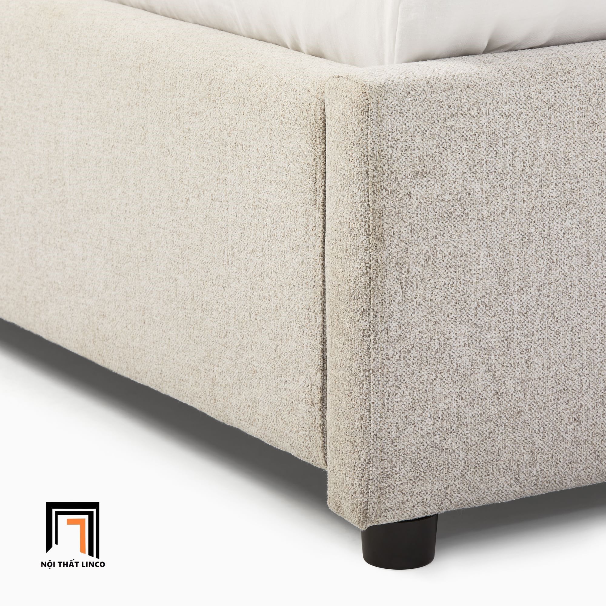 Giường ngủ bọc vải nỉ xám trắng GN54 Camilla 1m6 x 2m giá rẻ
