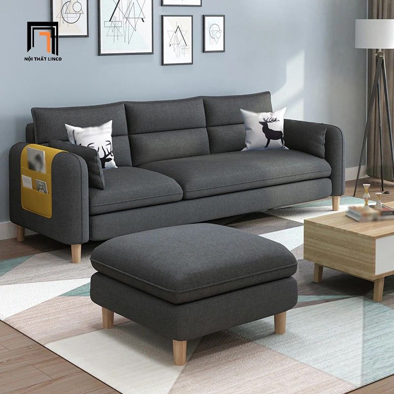 Bộ ghế sofa băng gia đình BT197 Colton 2m1 kèm đôn vuông 60cm