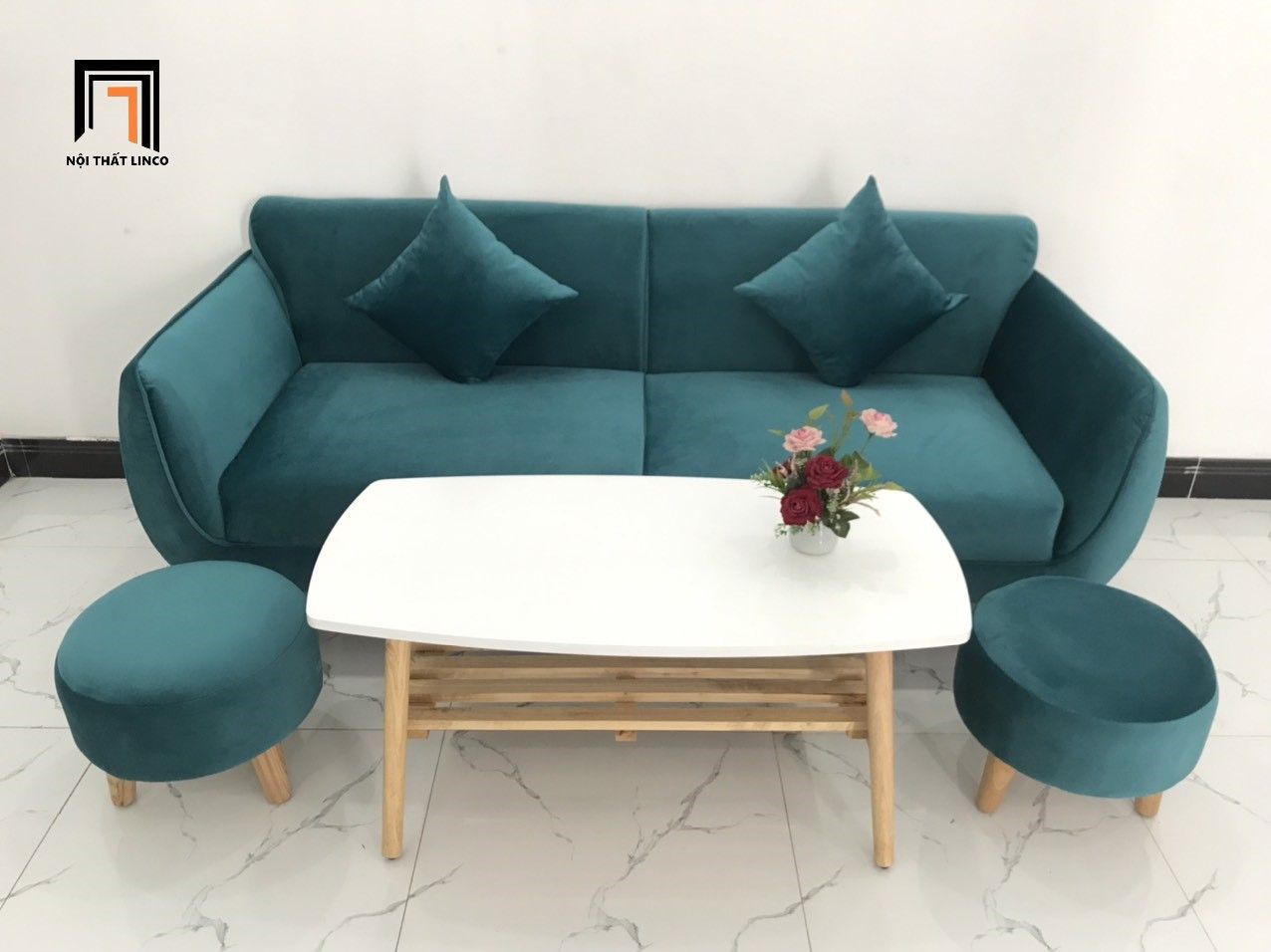 Bàn ghế sofa băng phòng khách BB 1m9 xanh lá cây giá rẻ