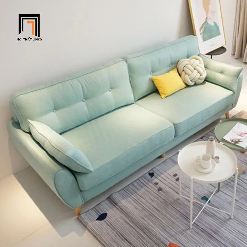Bộ ghế sofa gia đình vải nỉ bố KT77 Dropy màu be xinh xắn