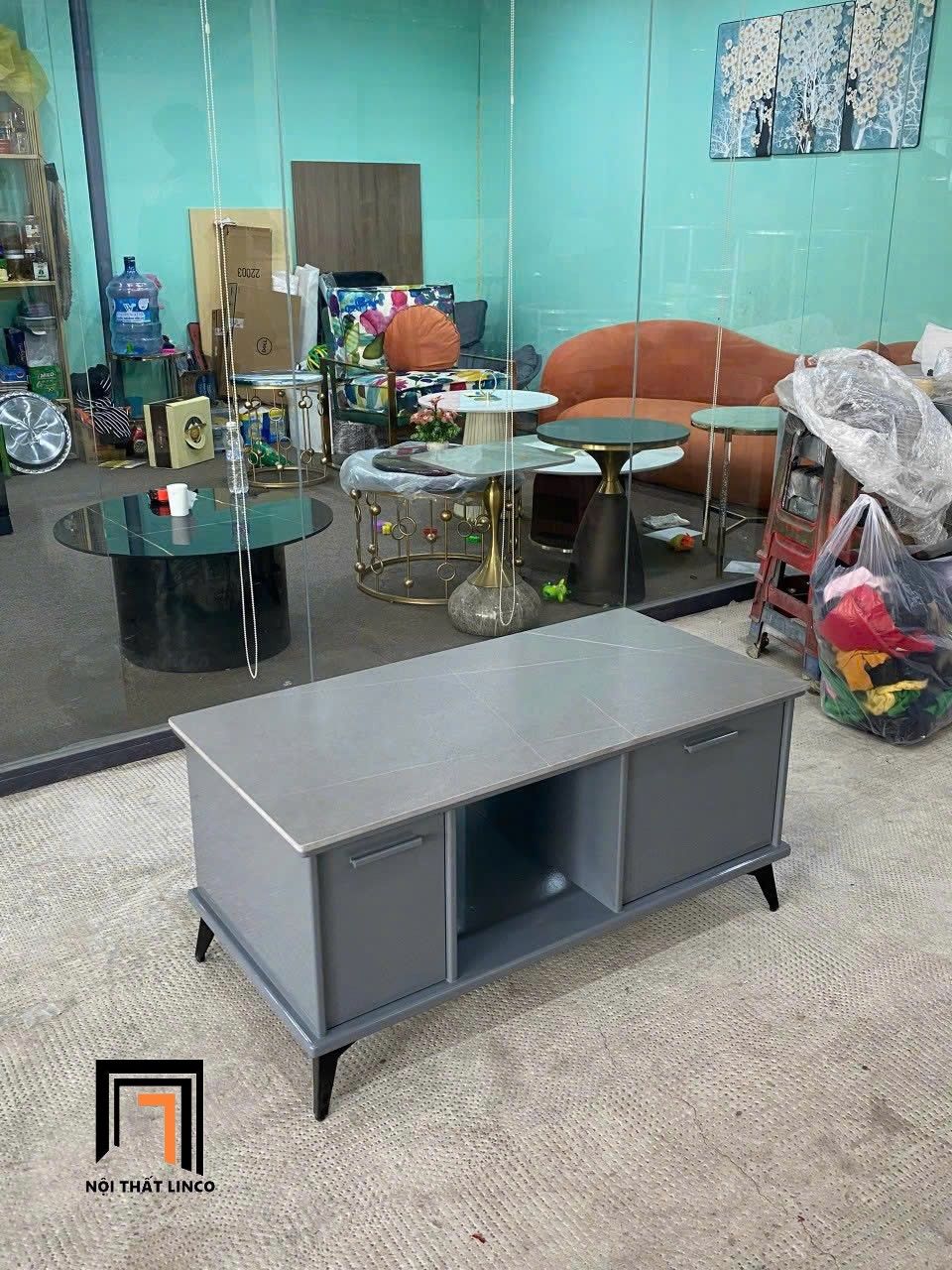 Bàn sofa chữ nhật xám đậm BTPK94 Camden 1m x 50 mặt đá