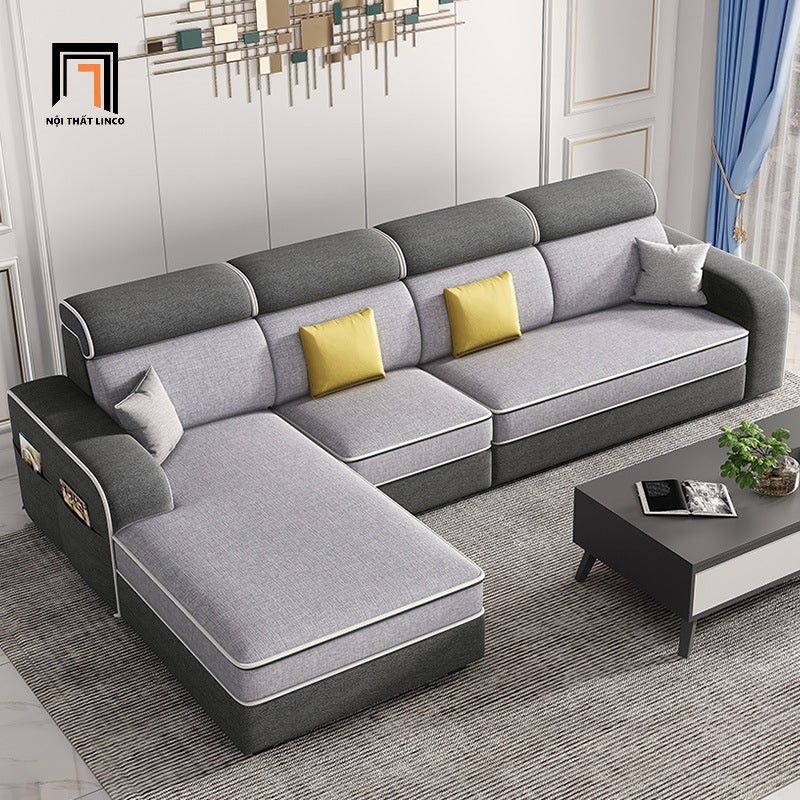 Ghế sofa góc L xám lông chuột GT181 Tunica 2m8 x 1m6 giá rẻ
