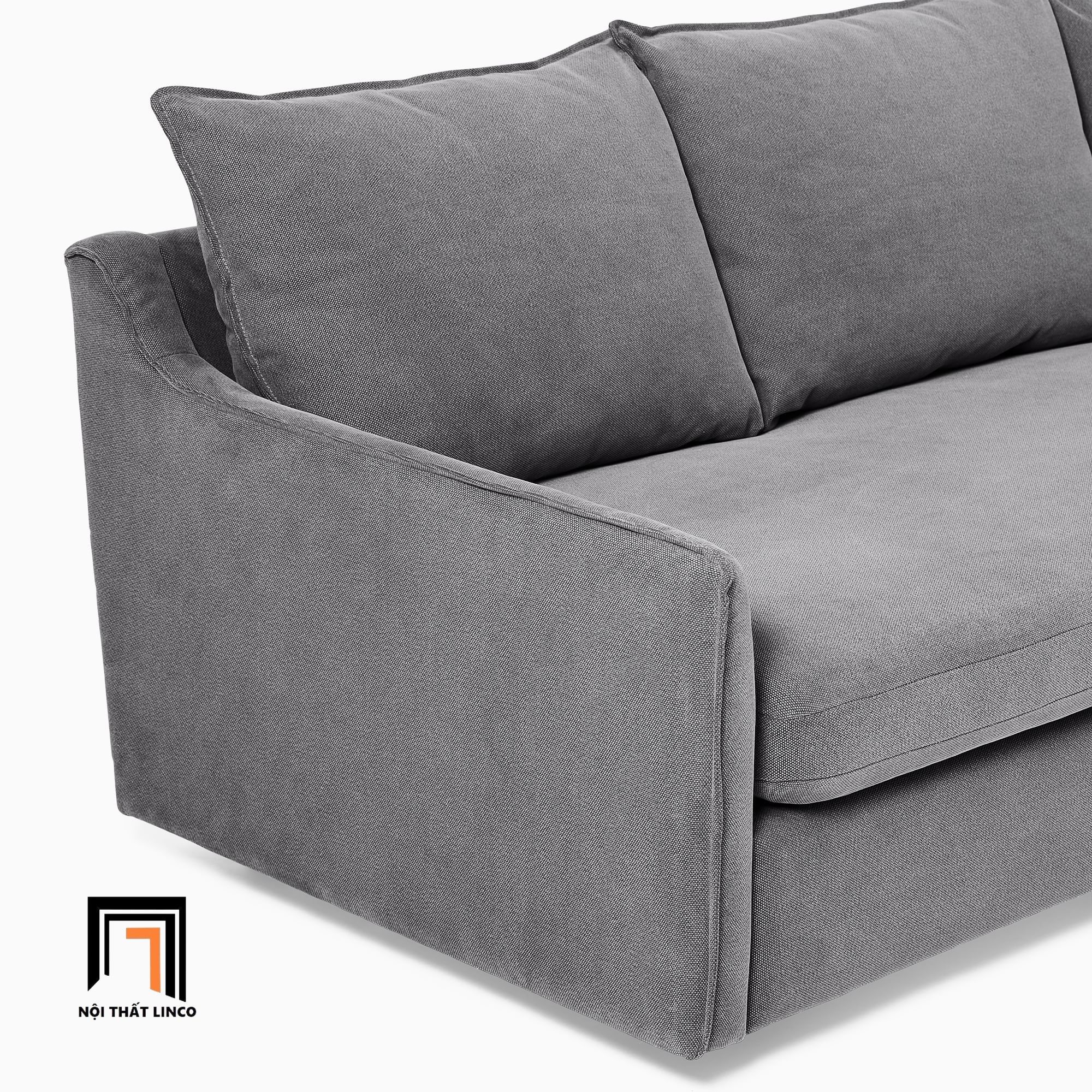 Ghế sofa băng vải nỉ nhung 2m BT124 Easton xám lông chuột