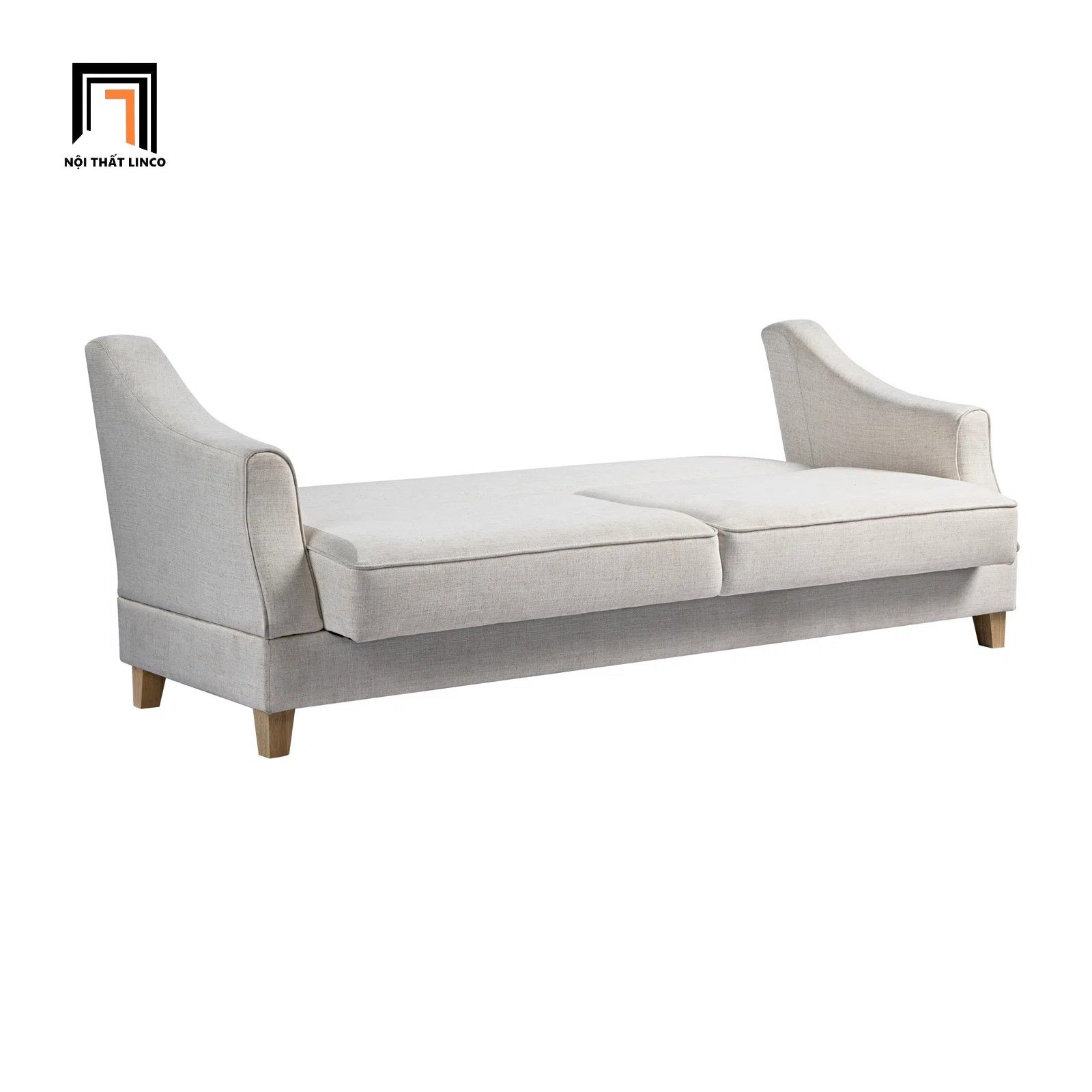 Sofa giường bật nằm GB102 Milena 2m2 xám trắng vải nỉ châu Âu