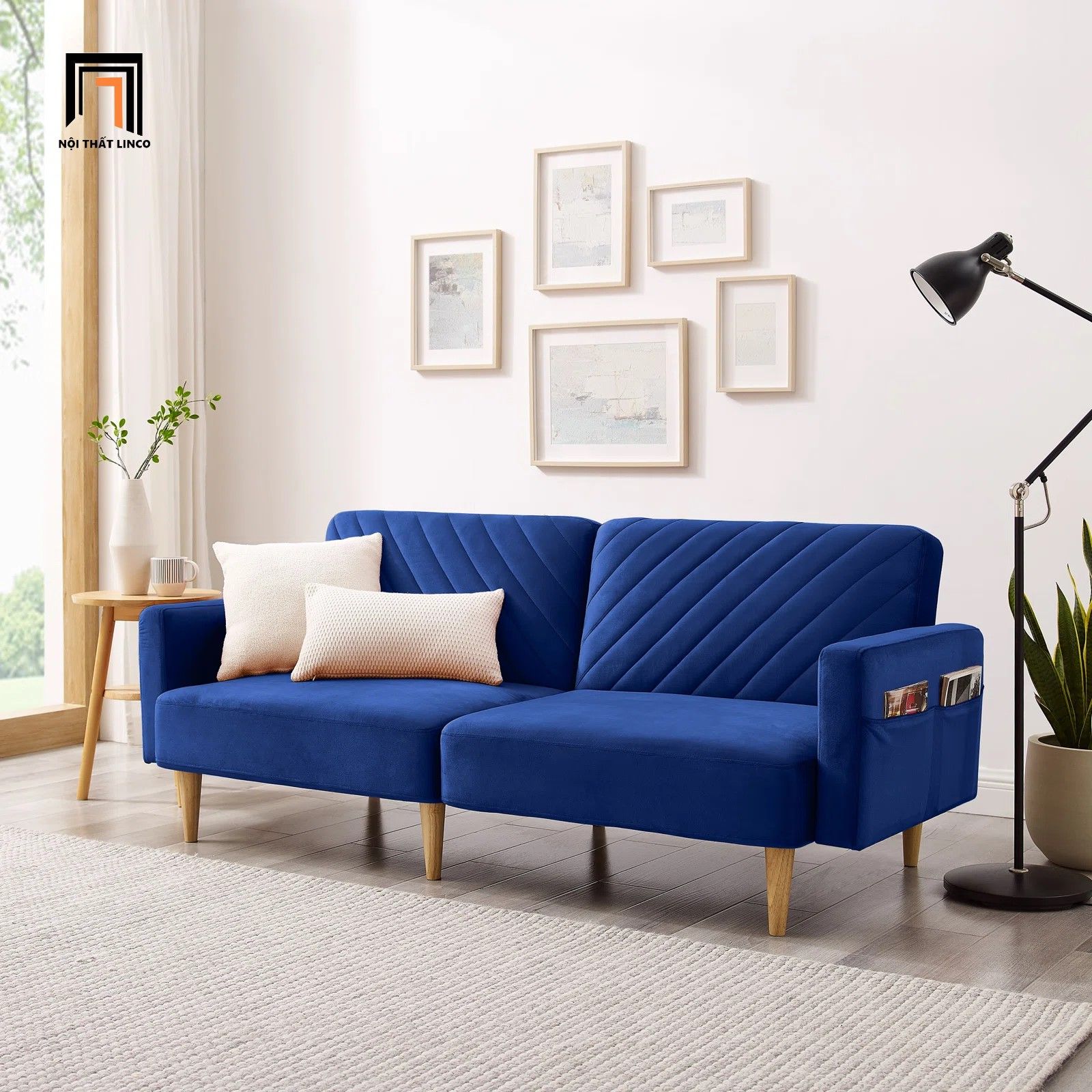 Sofa giường thông minh hiện đại GB46 Erdan 1m9 vải nhung nỉ