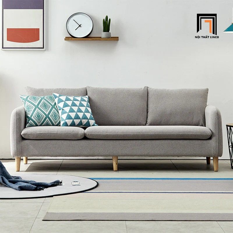 Combo ghế sofa văn phòng KT59 Lynan vải bố màu xám ghi