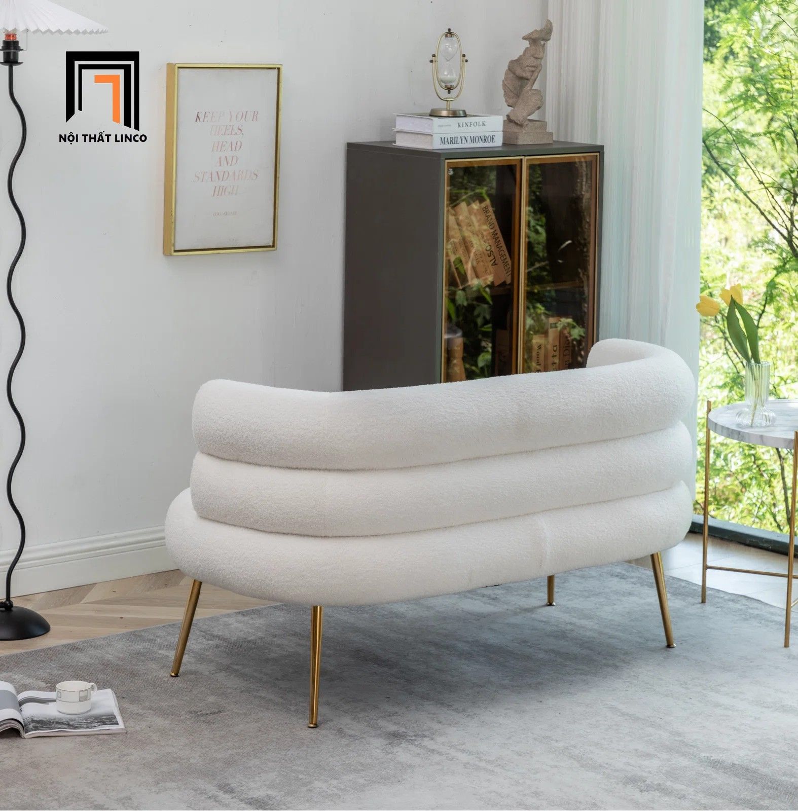 Bộ ghế sofa xinh cho tiệm shop KT144 Demetrius vải lông cừu