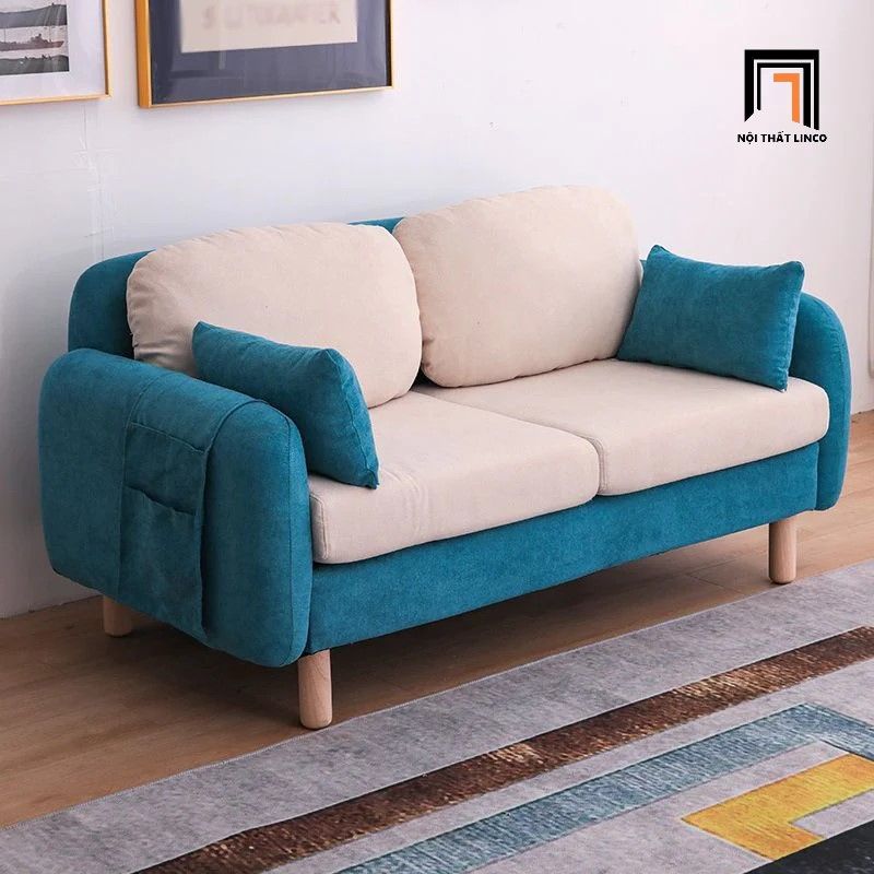 Sofa băng nhỏ gọn cho nhà trọ BT156 Scandy 1m5 phối màu vải nỉ