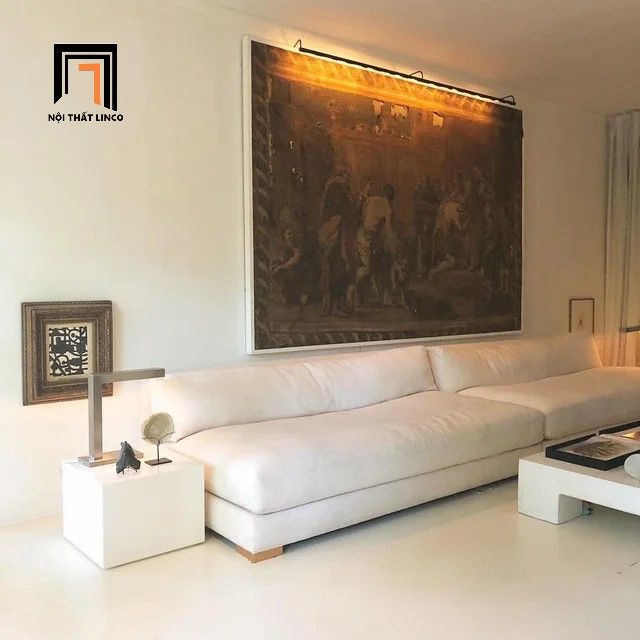 Ghế sofa băng giường giá rẻ GB4 Pizza dài 2m màu trắng kem