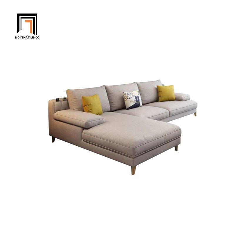Ghế sofa góc L vải nỉ màu kem GT172 Moark 2m6 x 1m8 cho gia đình