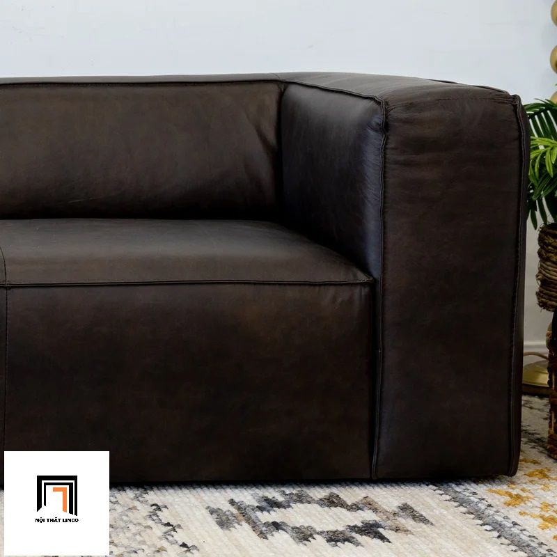 Ghế sofa băng da giả cao cấp BT9 Bezeme dài 2m màu da nâu da bò