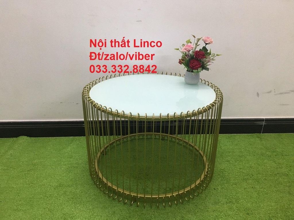 Bàn sofa mặt kính trắng 60cm giá rẻ cho văn phòng