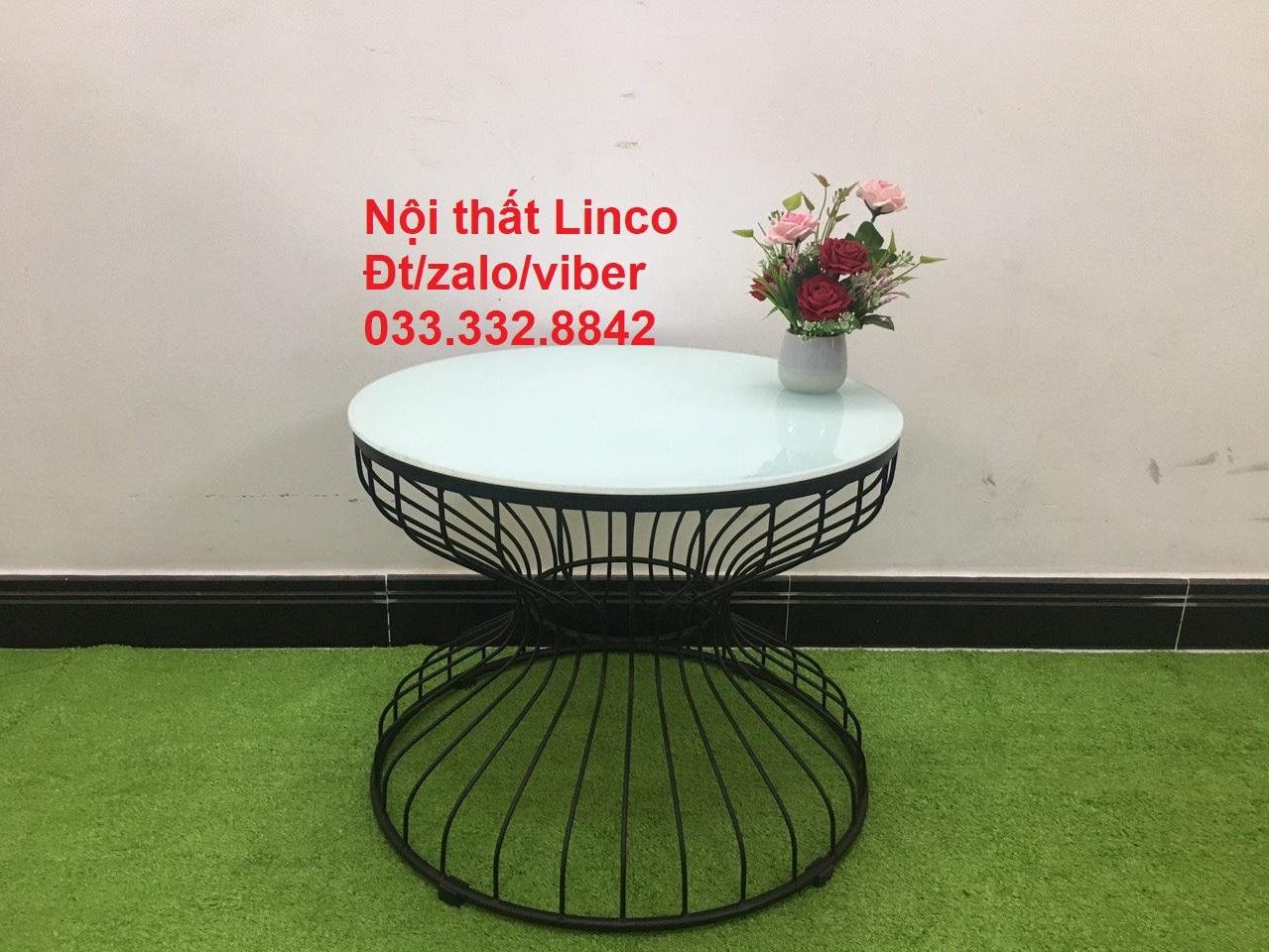 Bàn trà phòng khách đồng hồ cát D60 mặt kính cường lực