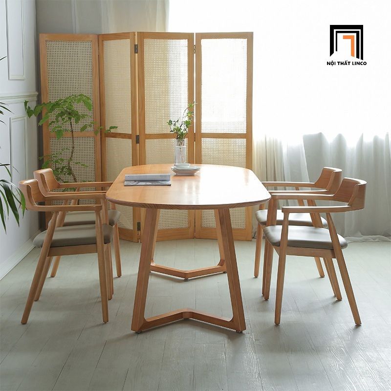 Bộ bàn ghế ăn hình oval 4 chỗ 48-KH4-G32-B92Oval gỗ cao su