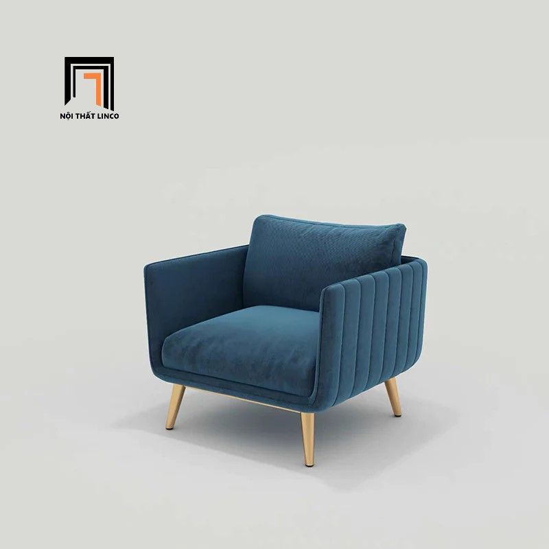Ghế sofa đơn sang trọng DT79 Genlis bọc vải nhung xám đen