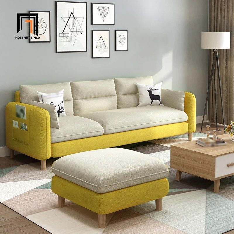 Bộ ghế sofa băng gia đình BT197 Colton 2m1 kèm đôn vuông 60cm