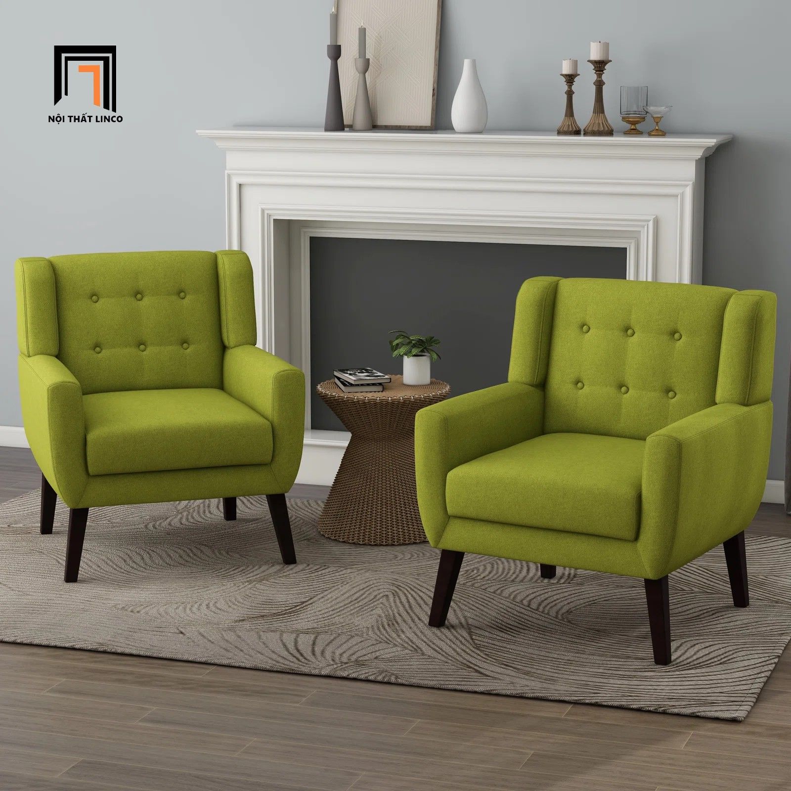 Ghế sofa đơn màu xanh đậm DT96 Uixe cho gia đình vải nỉ bố