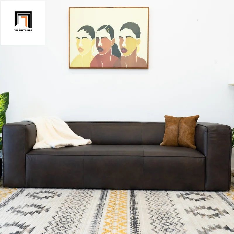 Ghế sofa băng da giả cao cấp BT9 Bezeme dài 2m màu da nâu da bò
