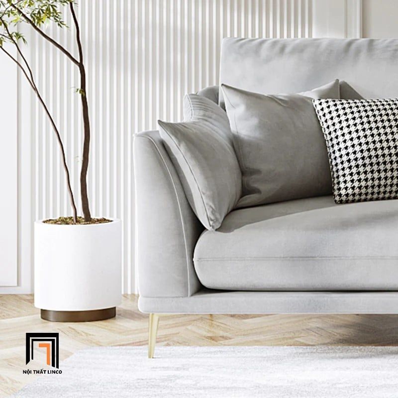 Bộ ghế sofa phòng khách đẹp KT89 Riverton xám trắng vải nỉ