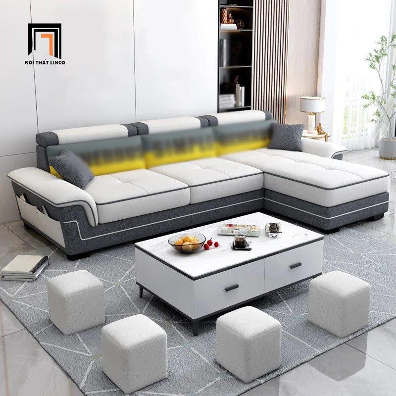 Ghế sofa góc L gật gù thư giãn GT183 Vales 2m4 x 1m6 vải mềm
