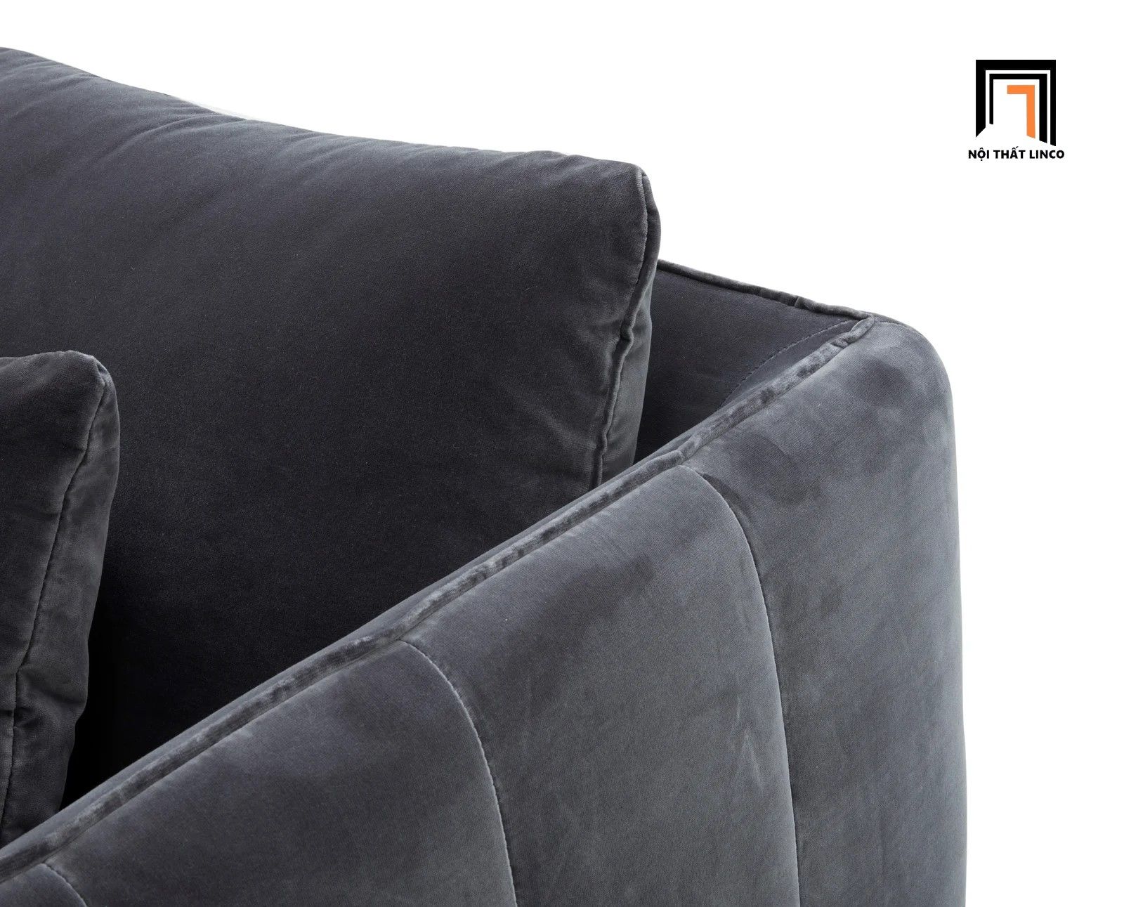 Bộ ghế sofa góc GT73 Orchad 2m2 x 1m6 xám đen vải nhung nỉ