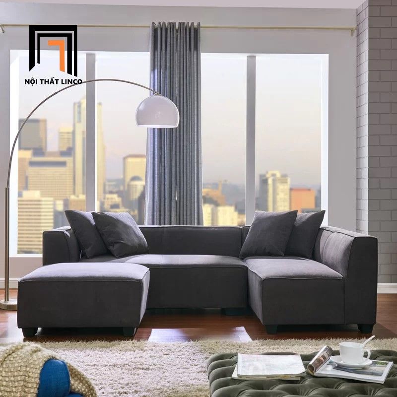 Bộ ghế sofa góc chữ U GT3 Kingee 2m5 x 1m6 cho phòng khách lớn