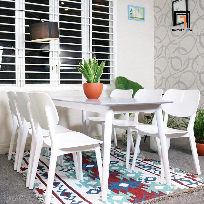 Bộ bàn ăn 6 ghế gỗ giá rẻ 22-KH6-G4-B108 cho căn hộ chung cư