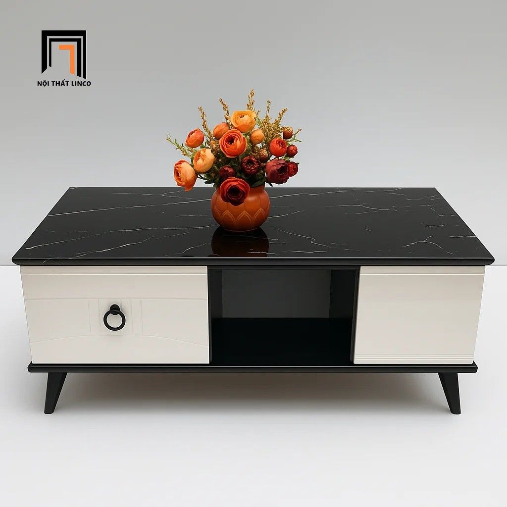 Bàn trà phòng khách kính giả đá đen BTPK35 Wyomee 1m x 50