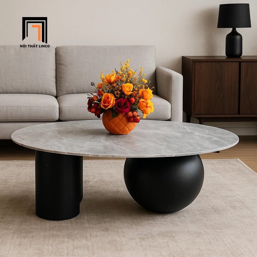 Bàn trà cho sảnh chờ đẹp BTPK70 Tulip 1m x 50 khung chân tròn