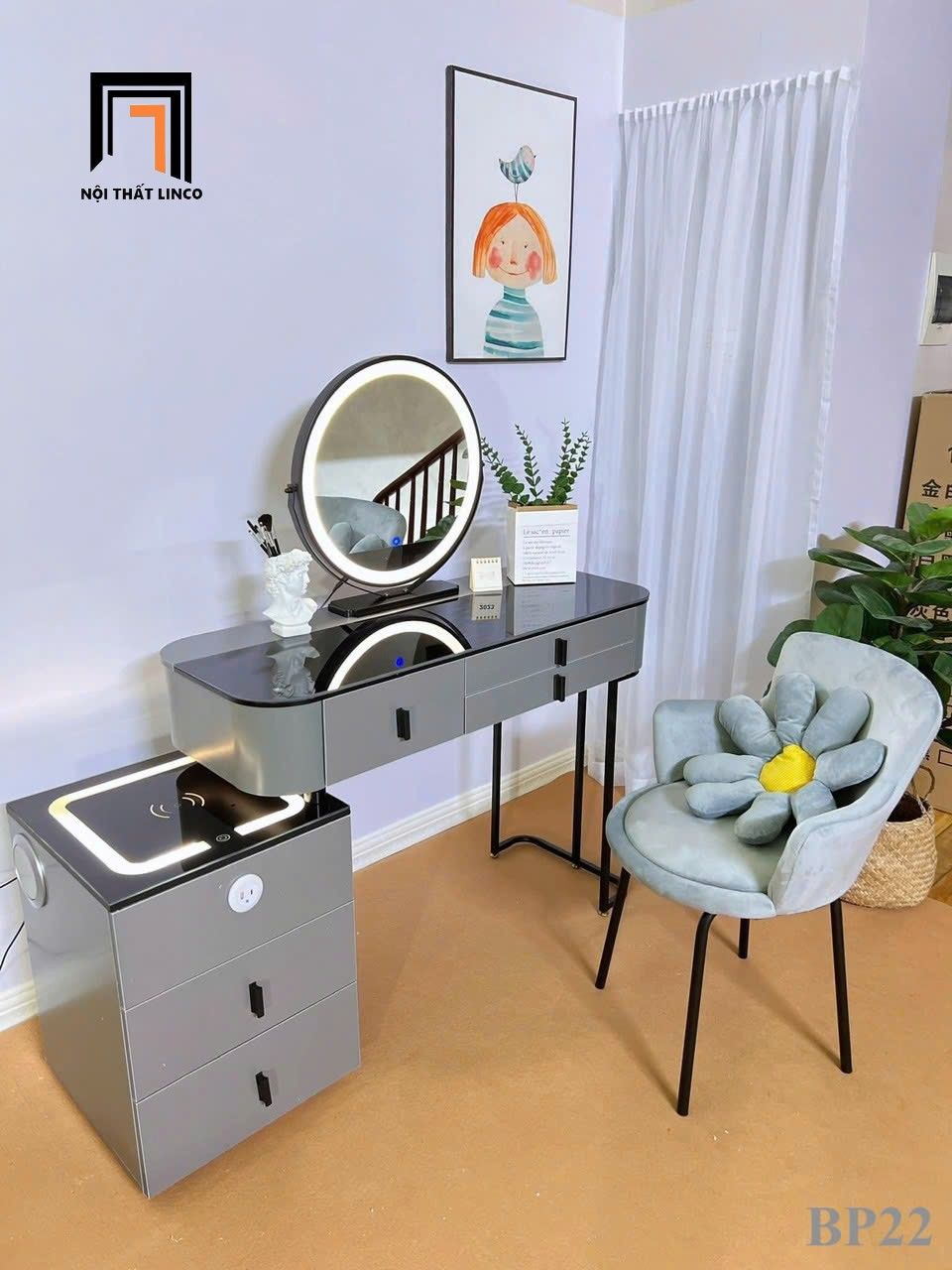 Bộ bàn phấn giá rẻ dài 1m BP22-AK cho căn hộ chung cư đẹp